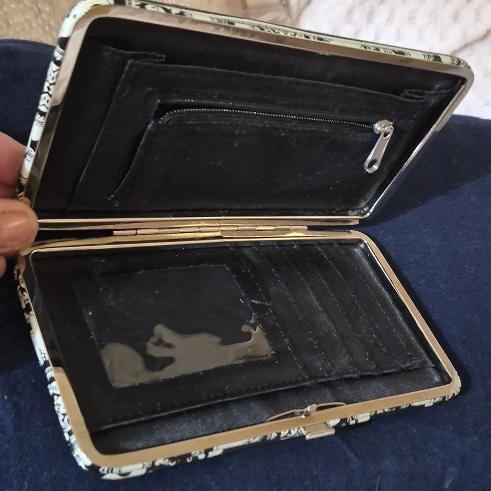 Boho Black N White Elephant Push Snap Open Wallet Clutch